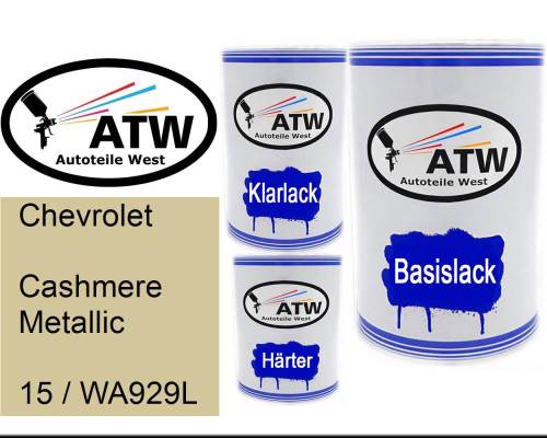 Chevrolet, Cashmere Metallic, 15 / WA929L: 500ml Lackdose + 500ml Klarlack + 250ml Härter - Set, von ATW Autoteile West.